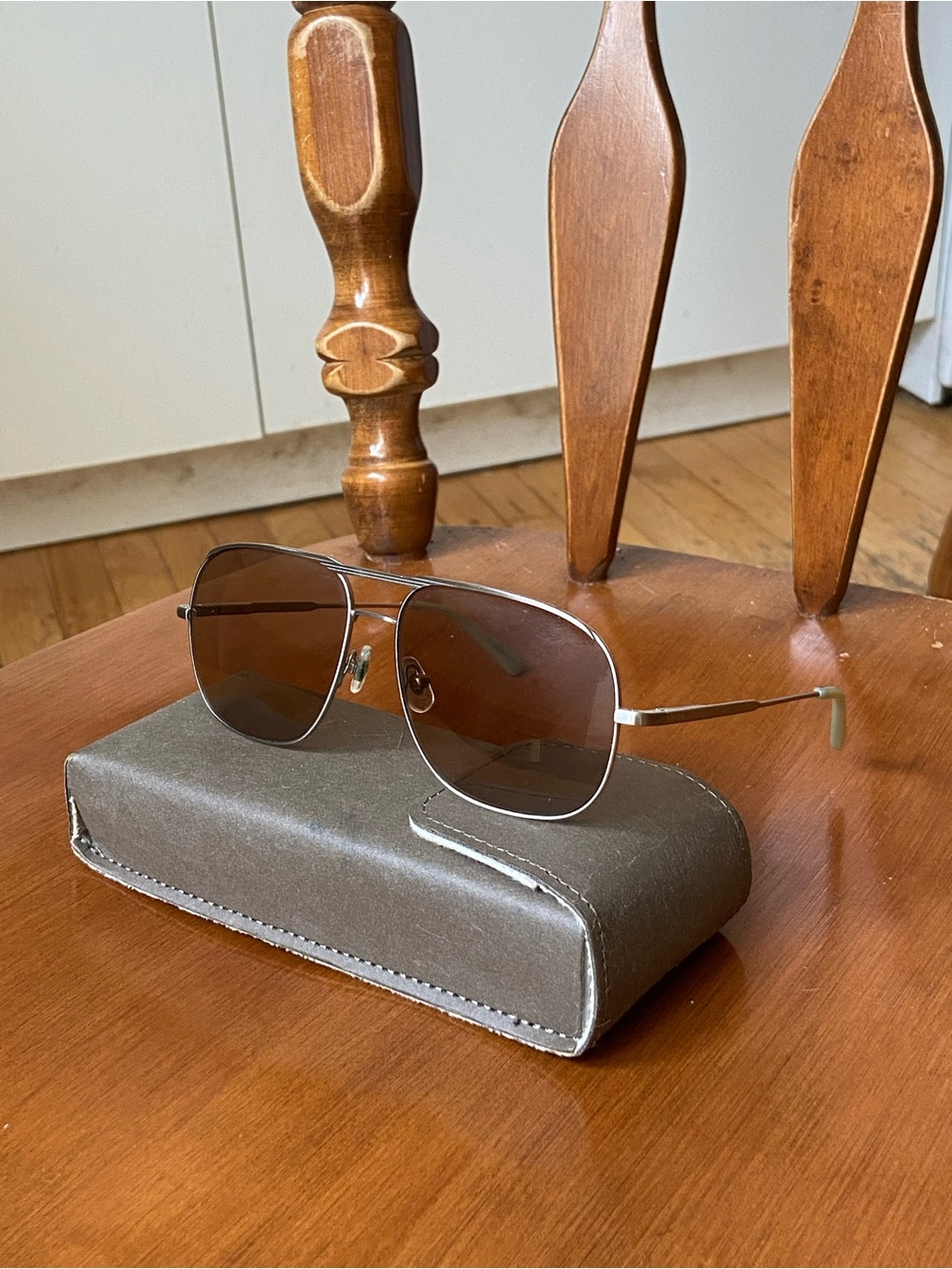 Crap Eyewear Glass Bubble Brown Aviator Sunglasses